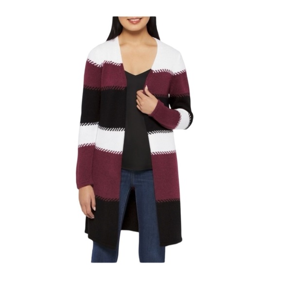 Fortune + Ivy Adeline Colorblock Long Sleeve Cardigan Sweater Top Size M - Picture 5 of 8